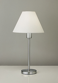 Table Lamp Modern Nickel-satin With White Fabric Shade