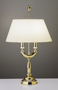 Table Lamp Traditional Polished Brass With Cream Fabric Shades