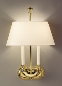 Wall Light Traditional Polished Brass With Cream Fabric Shades
