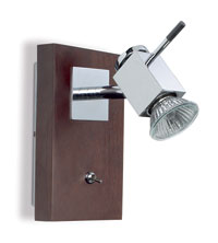 Wood Modern Chrome And Wenge Wood Wall Light With A Single Spotlight