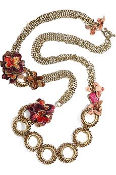 Velvet flower gold ring necklace