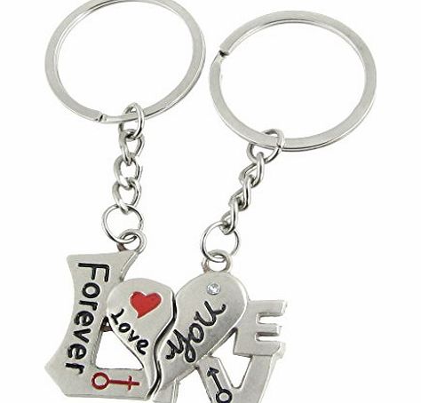 (TM) Personalized Forever Love Magnetic Keychain Engraved Letter Couples Key Ring,Silver
