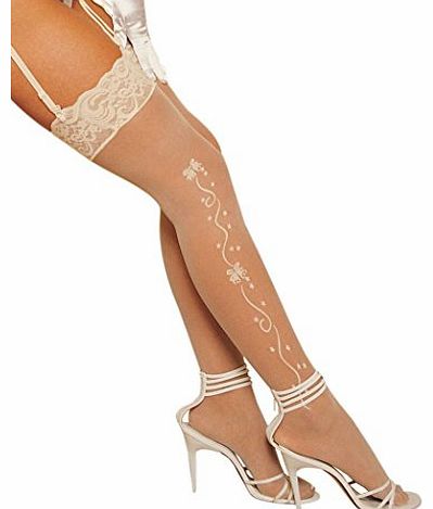 Leg Avenue Bridal Wedding Bell Sheer Stockings (One Size 6 to 14) Ivory