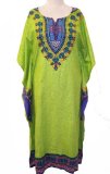 Green Dashiki Batik Cotton Kaftan Dress - Size 18