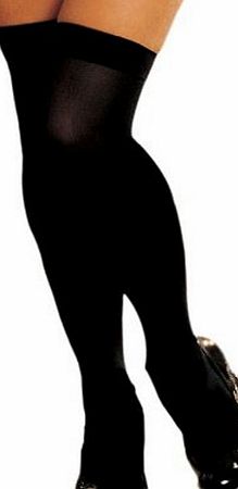 Leg Avenue Sexy Opaque Over Knee Hold Up Stockings in Black, Queen Plus Size