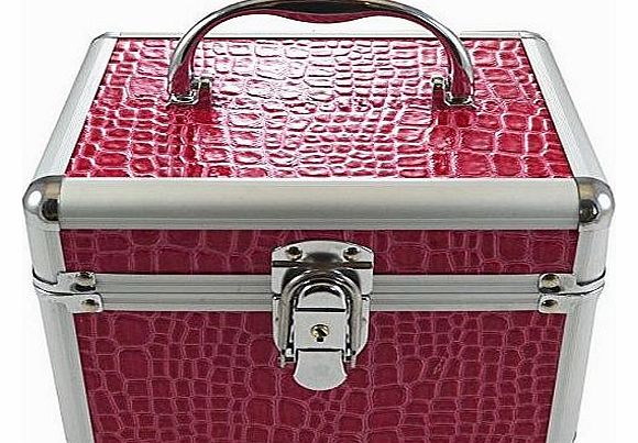  Pink Beauty Vanity Cosmetic Case Make up Jewellery Hair Nail Box Mock Croc Storage