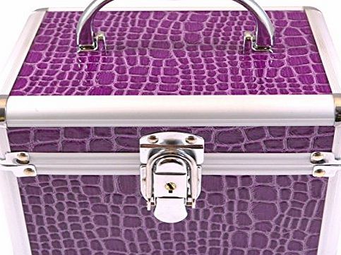 Legend  Purple Beauty Vanity Cosmetic Case Make up Jewellery Hair Nail Box Mock Croc Storage