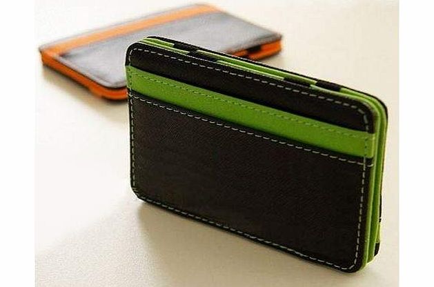 Mens MAGIC MONEY CLIP Leather Wallet ID Cash Holder Credit Card Cover Case New (Green)