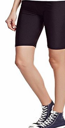 Leggings NEW WOMENS STRETCHY COTTON LYCRA OVER-KNEE SHORT ACTIVE LEGGINGS (XXL UK18 (44), Black)
