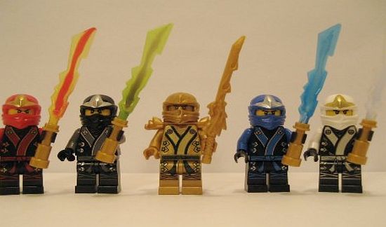 LEGO 2013 Ninjago Kimono Ninjas - Set of 5 - (Loose) From Original Packaging - Cole, Jay, Kai, Golden Lloyd, amp; Zane