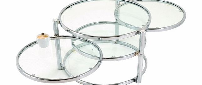 Leitmotiv Tripple Swivel Glass Table with Chrome Steel Frame