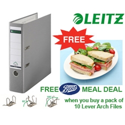 Leitz Lever Arch File Plastic 80mm Spine A4 Grey