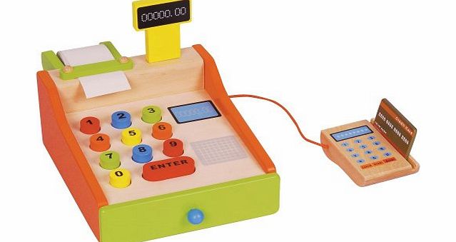 LELIN  Wooden Cash Register Childrens Shopping Shop Grocery Checkout Till Toy