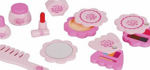 LELIN WOODEN WOOD BEAUTY CASE CHILDRENS GIRLS PRETEND PLAY MAKE UP MIRROR TOY