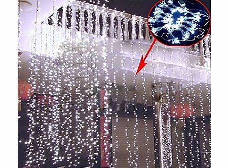 � 3M x 3M 300 LED Party Christmas Xmas String Fairy Wedding Curtain Light 8 Modes for Choice 220V (Cool White)