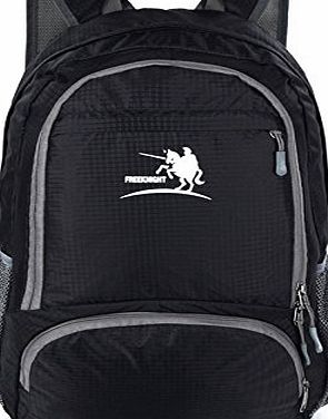  Big Capacity Packable Handy Lightweight Travel Water Resistant Backpack Nylon Casual School Bag Foldable Pro Daypack (Black)