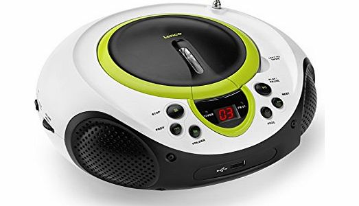 Lenco SCD-38 CD Boombox with MP3/USB Playback and FM Radio - Green