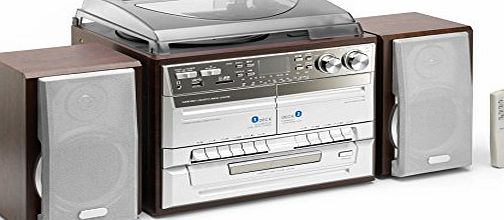 TCD-990 Midi Hi-Fi System with Turntable, CD Player, AM/FM Radio, Double Cassette Deck, USB/SD Card Playback