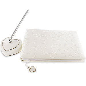 Lenox Opal Innocence Guest Book and Pent Set