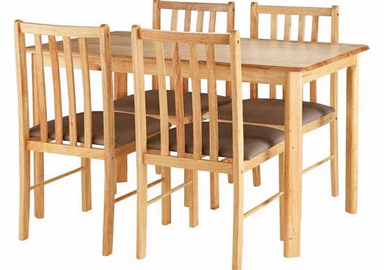 Leon Oak Finish Dining Table and 4 Chocolate