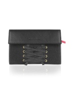 Black Canvas and Leather Flap Wallet