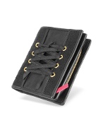 Black Canvas and Leather French Purse ID Wallet