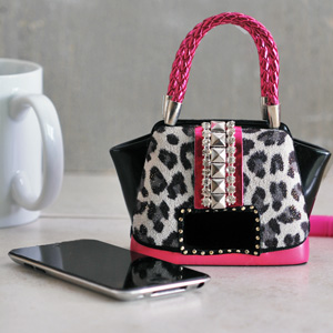 Leopard Skin Handbag Mobile Phone Holder