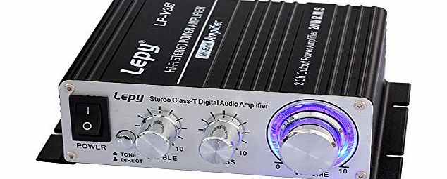 Lepy LP-V3S Motorcycle Hi-fi Stereo Digital Audio Amplifier with Power Supply(B-Black)