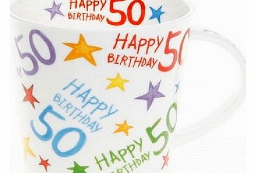 Starburst China Mug 50th Birthday