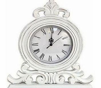 White Distressed Shabby Chic Mantel Clock