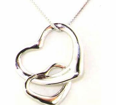 LetsBuySilver Luxury Ladies Solid Sterling Silver Unusual Twin Double Floating Heart Pendant amp; 16`` Sterling Silver Chain Necklace - Ideal for Christmas, Birthday, Anniversary or Mothers Day Gift