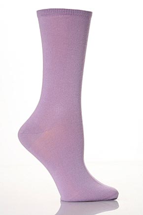 Levante Ladies 1 Pair Levante Plain Organic Cotton Comfort Top Crew Socks In 4 Colours Lilac