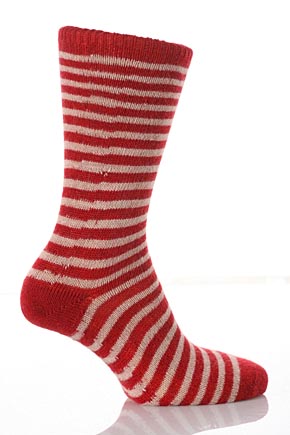 Ladies 1 Pair Levante Winter Stripes Socks In 1 Colour Flame Red