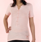 Womens Henley T-Shirt Pink