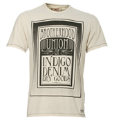 Beige T-Shirt with Printed Design