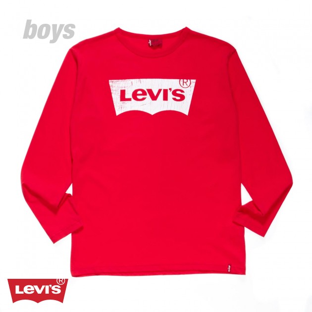 Levis Boys Levis Batlong Long Sleeve T-Shirt - Red