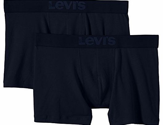 Levante Mens 2 Pack Levis Plain Cotton Boxer Shorts In Jet Black Medium Jet Black