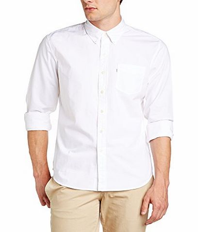 Levis Mens 1 Pocket Slim Fit Classic Long Sleeve Casual Shirt, White, Medium