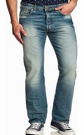 Mens 501 Original Fit Straight Jeans, Blue (Poppy Green), W34/L34