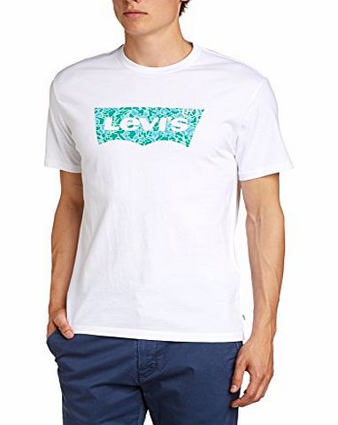 Levis Mens Batwing Graphic Crew Neck Short Sleeve T-Shirt, White, Large