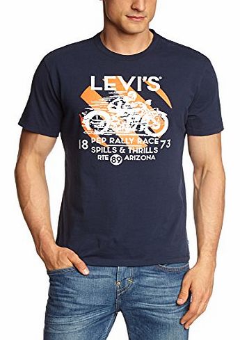 Levis Mens Graphic 0157 Crew Neck Short Sleeve T-Shirt, Dress Blues, XX-Large
