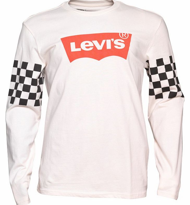 Levi`s Mens Long Sleeve Graphic T-Shirt Ecru