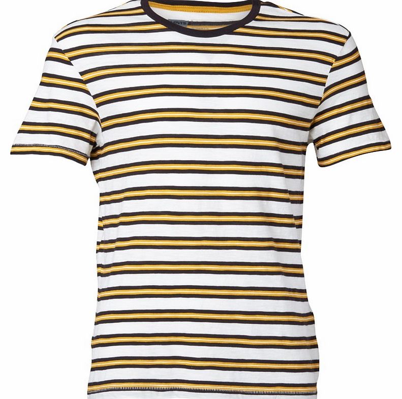 Levi`s Mens Mission T-Shirt Yellow Stripe