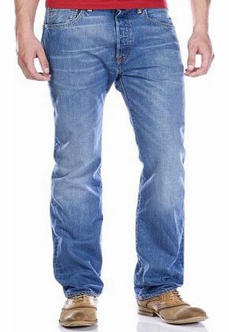 Levis Mens Straight Fit Jeans, Blue (Ground Down), W29/L30