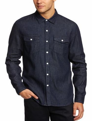 Levis Mens Truckee Western Regular Fit Classic Long Sleeve Casual Shirt, Blue (Rinse Denim), Medium