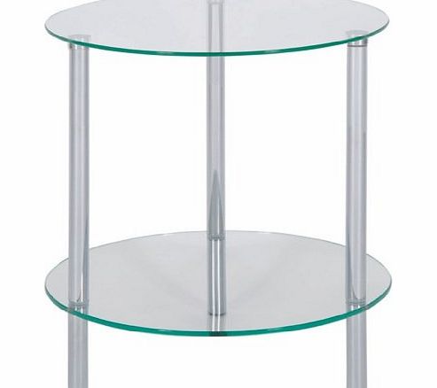 Levv 2-Tier Glass Round Shelving Unit, Clear