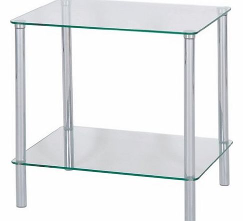 2-Tier Glass Square Shelving Unit, Clear