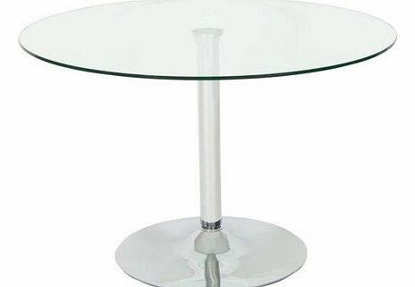 Levv Clear Glass and Chrome Dining Table with Glass, Clear