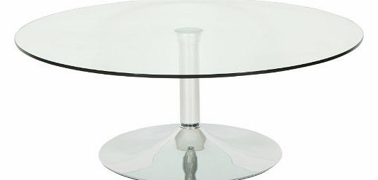 Clear Glass and Chrome Round Coffee Table with Glass, Clear
