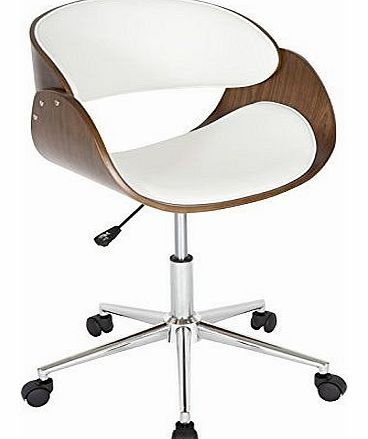 Levv Curved Padded Office Chair - Walnut/White